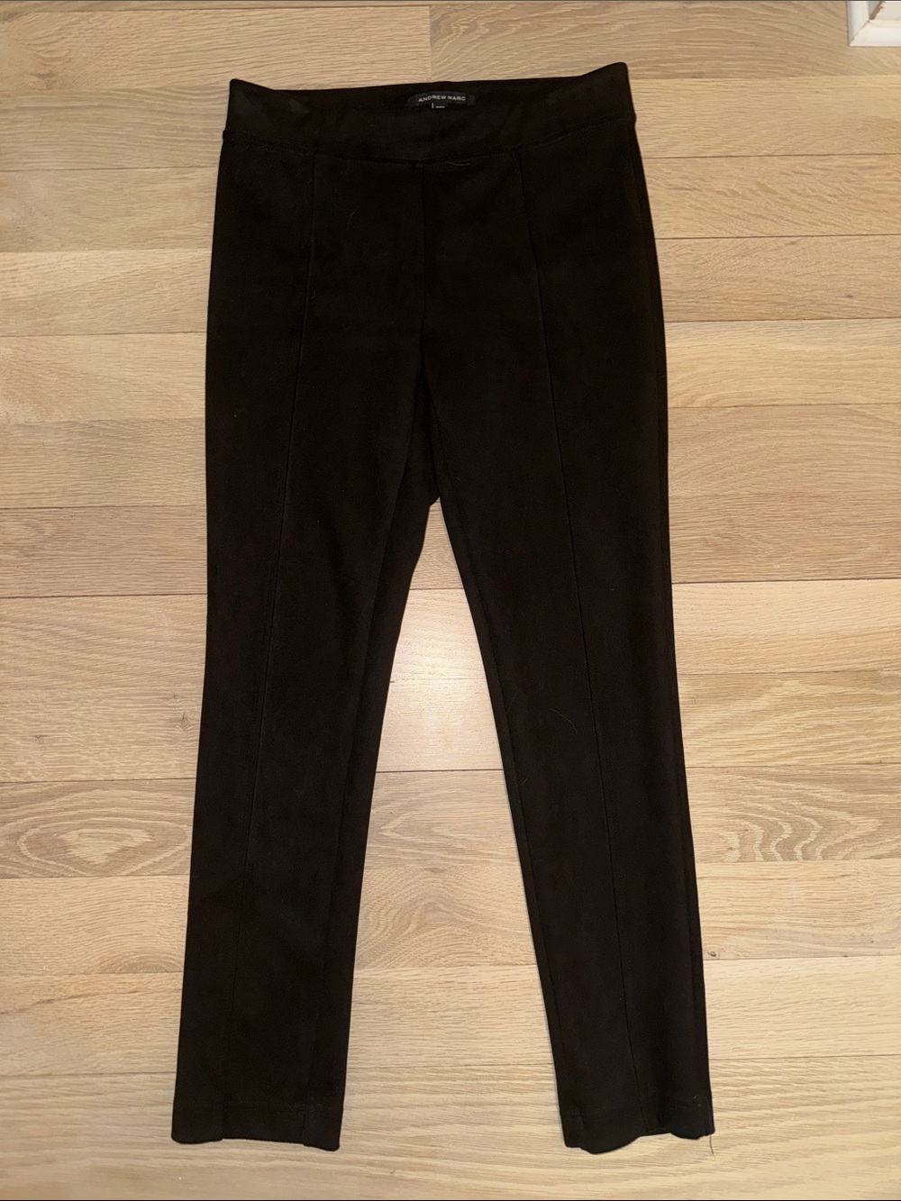 Andrew Marc Black Straight-Leg Pull-On Pants